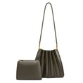 Load image into Gallery viewer, Carrie Olive Pleated Vegan Leather Shoulder Bag