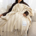 Load image into Gallery viewer, The Wool Stripe Throw - Pale Taupe Stripe