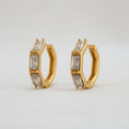Load image into Gallery viewer, Zirconia Bamboo Hoop Earrings