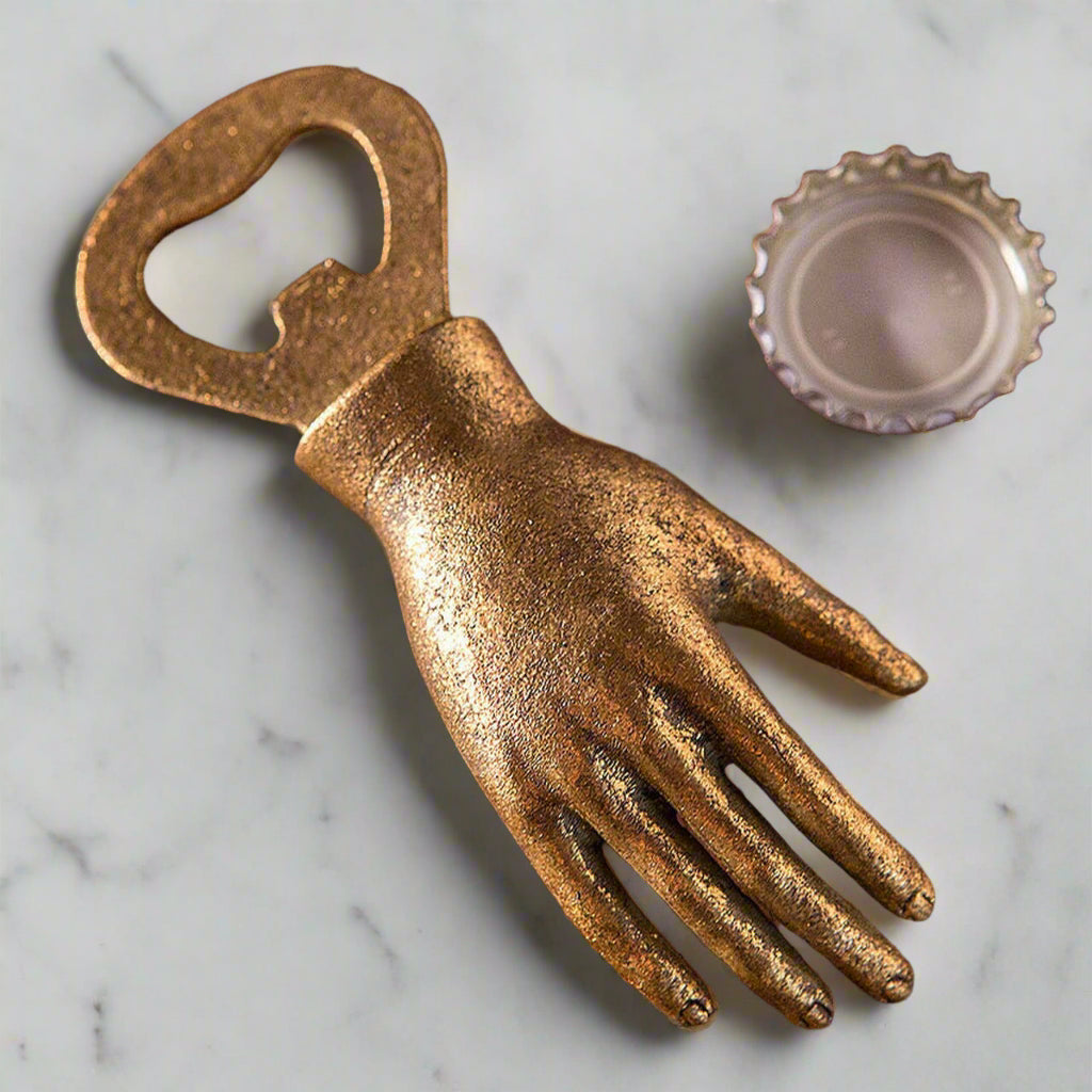 IRON HAND BOTTLE OPENER WITH GOLD LEAFING