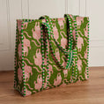 Load image into Gallery viewer, Quilted Feline Tote in Green