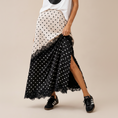Load image into Gallery viewer, Asymmetrical Polka Dot Lace Maxi Skirt