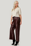 Load image into Gallery viewer, Chocolate Faux Leather Wide-Leg Pants