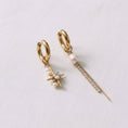 Load image into Gallery viewer, Asymmetrical Pearl Starburst Chain Earrings
