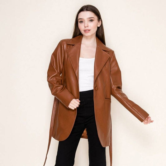 Rust Faux-Leather Jacket