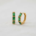 Load image into Gallery viewer, Zirconia Bamboo Hoop Earrings