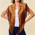 Load image into Gallery viewer, Brown Studded Fringe Cape