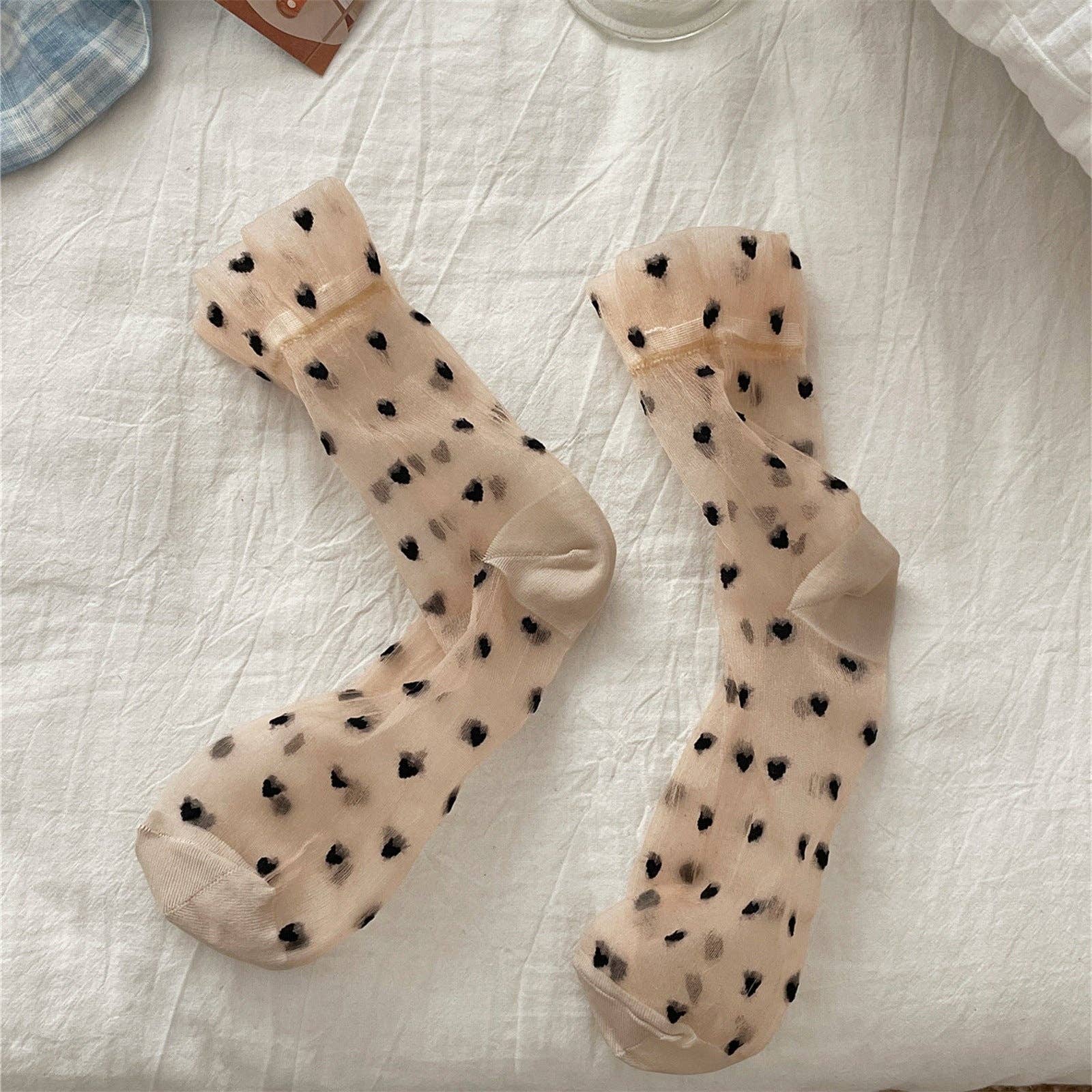 Heart Pattern Mid-Calf Socks