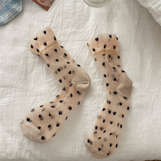 Heart Pattern Mid-Calf Socks