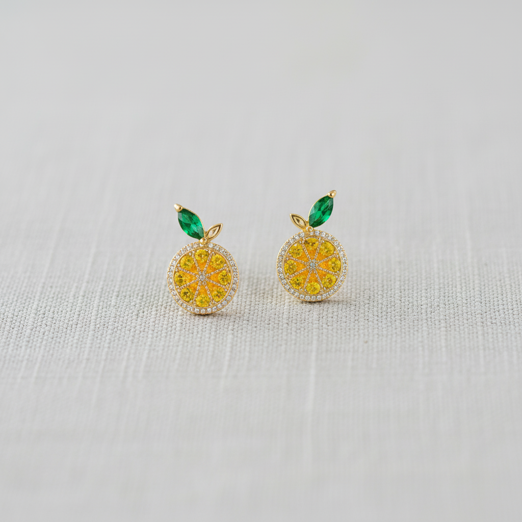Colorful Zircon Fruit Stud Earrings