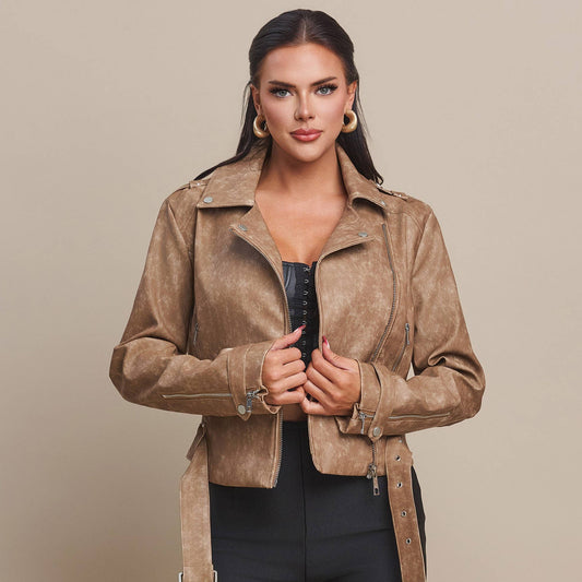 Mocha Biker Jacket