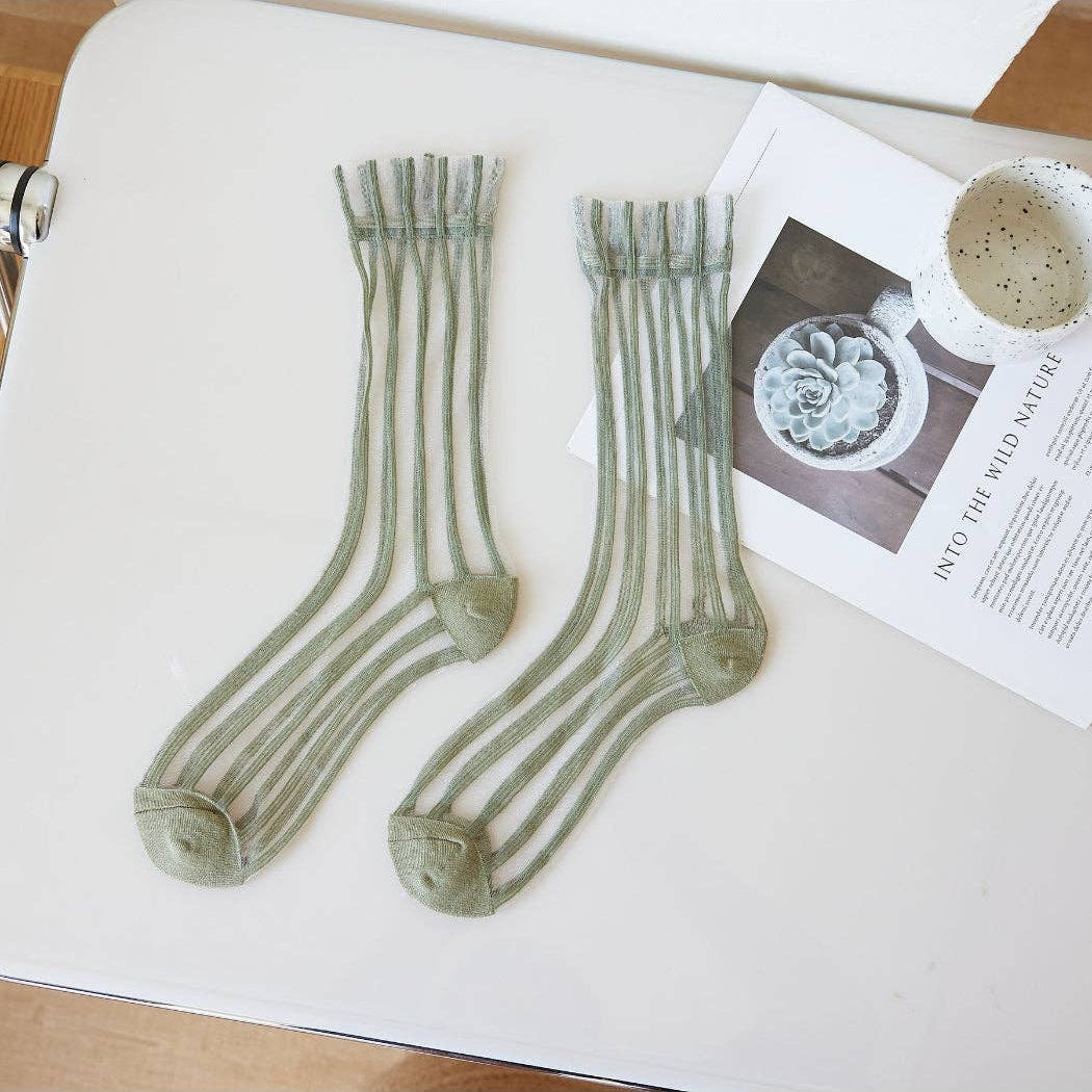 Sheer Stripe Crew Socks