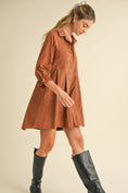 Load image into Gallery viewer, Brown Corduroy Button Down Dress
