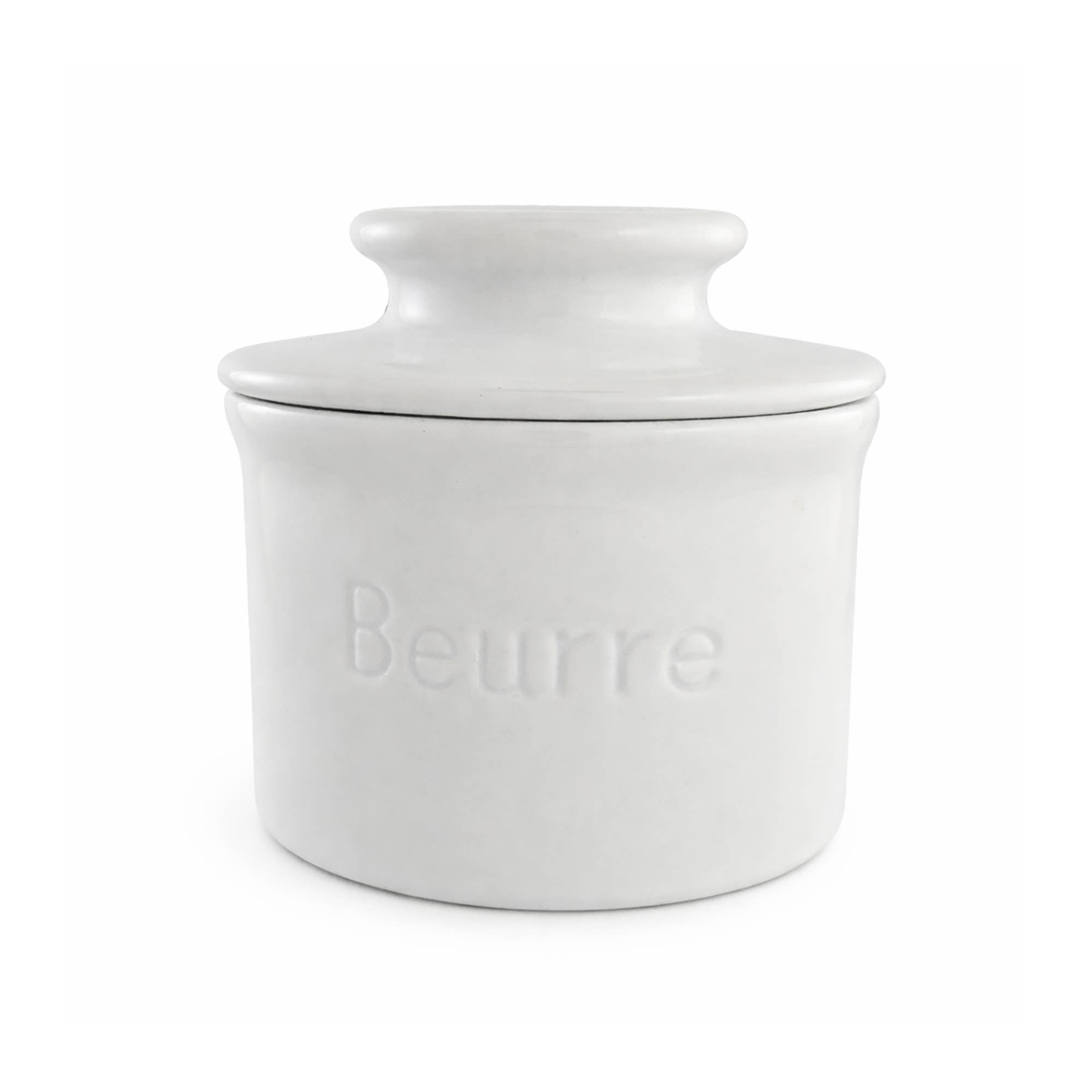 Fox Run French Butter Dish, White Ceramic