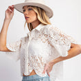 Load image into Gallery viewer, Scallop Hem White Lace Shirt
