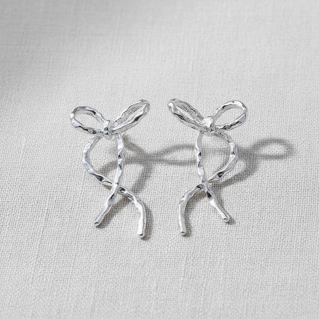 Bow Zirconia Tassel Earrings