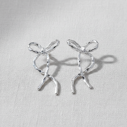 Bow Zirconia Tassel Earrings