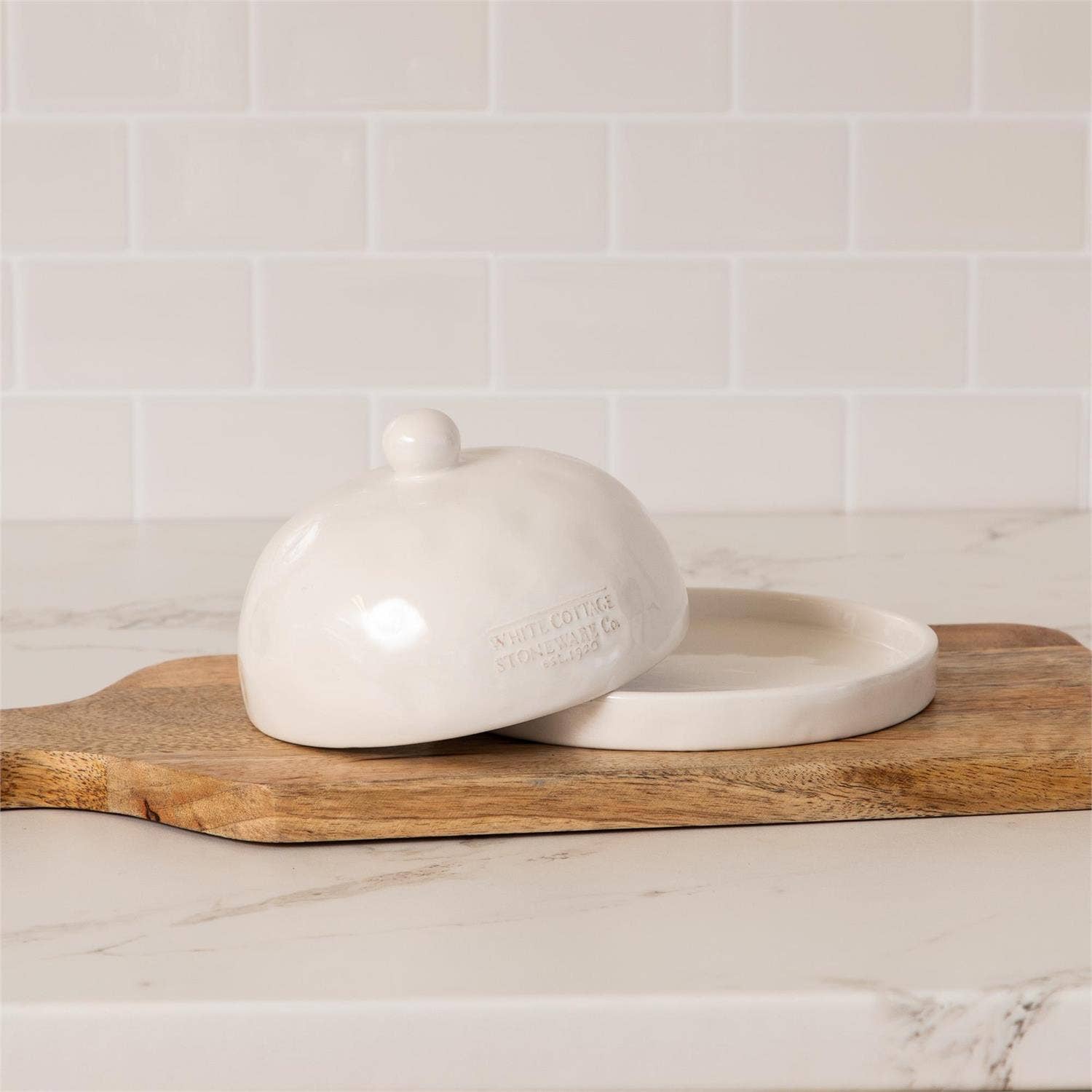 White Cottage Butter Dish