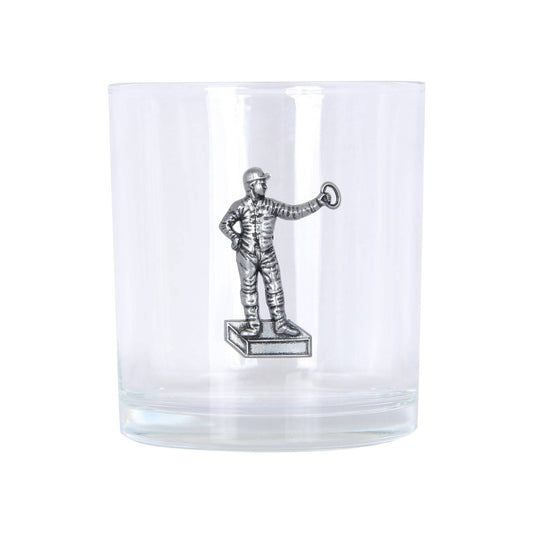 Standing Jockey Pewter Rocks Glass