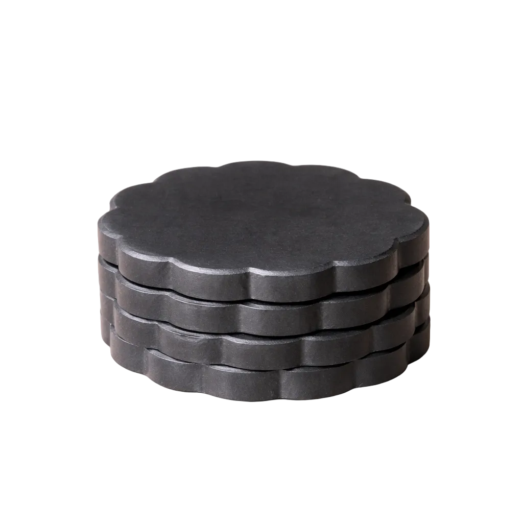 Black Marble Scalloped Coasters