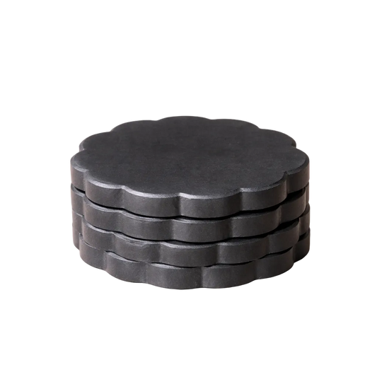 Black Marble Scalloped Coasters