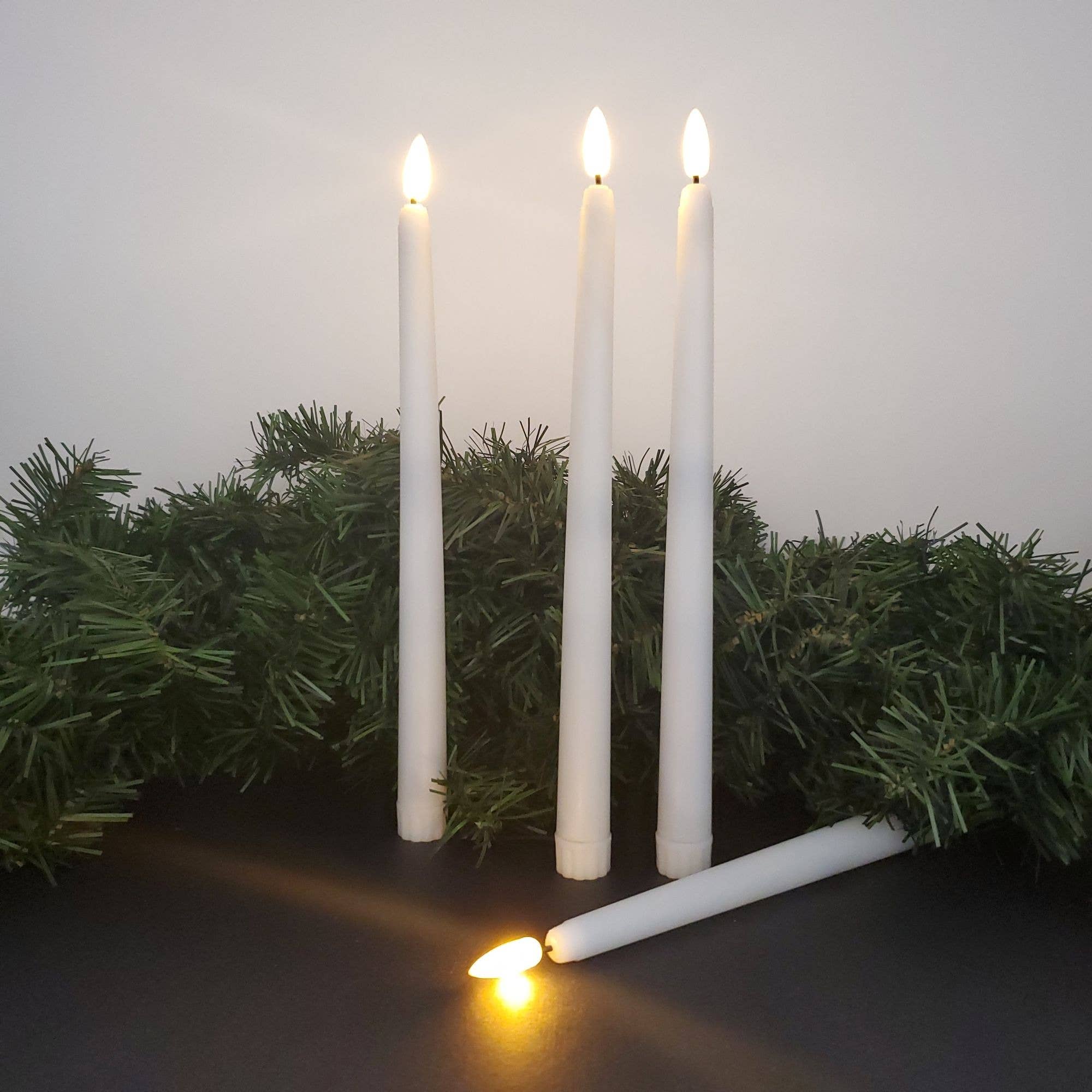 Battery Operated 3D Wick Flame Taper Candles with Remote