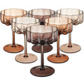 Load image into Gallery viewer, Set of 6 Flower Vintage Glass Champagne Coupes
