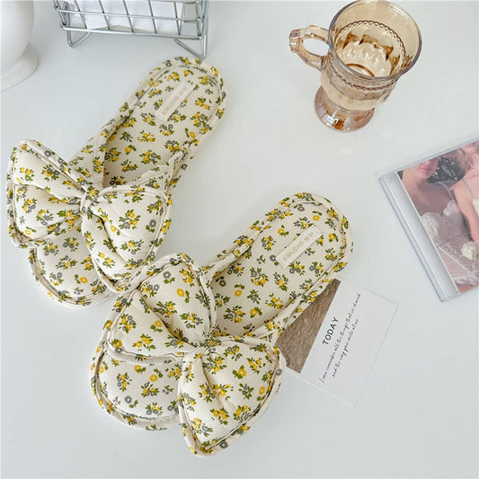 Floral Bow Slippers