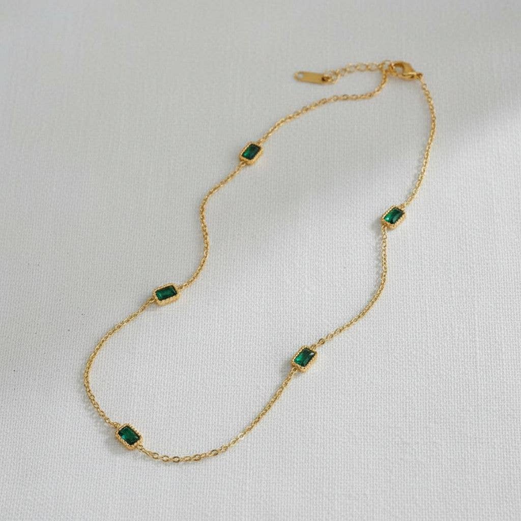 Emerald Zirconia Pendant Necklace