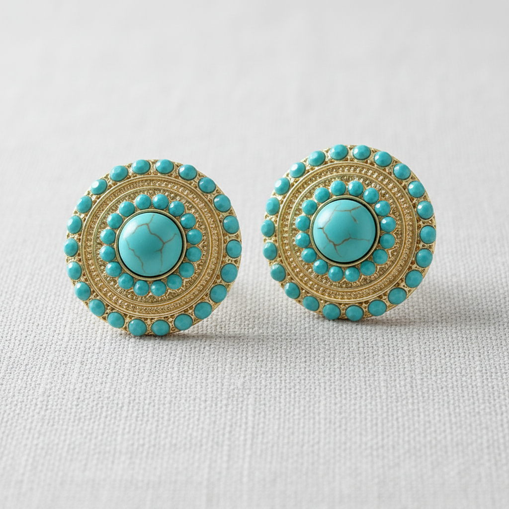 Retro Turquoise Drop Earrings