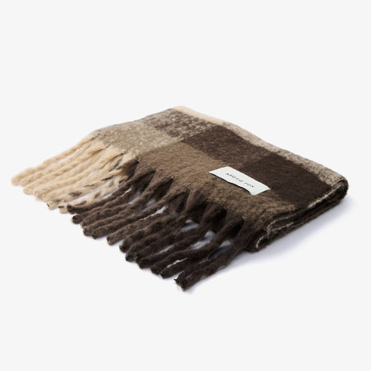 The Reykjavik Scarf - 100% Recycled - Brown Check - FW25