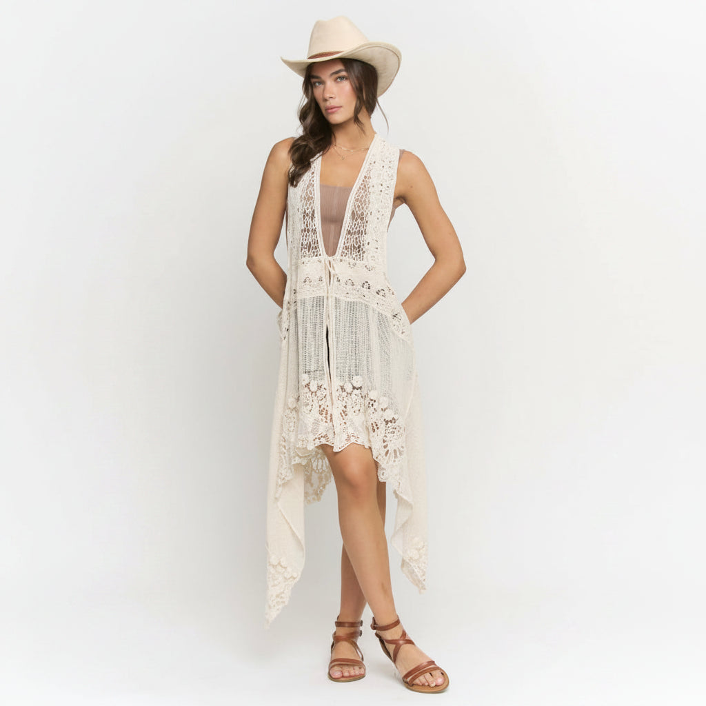 Longline Crochet Vest
