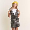 Load image into Gallery viewer, Black and White Tweed Overall Mini Dress
