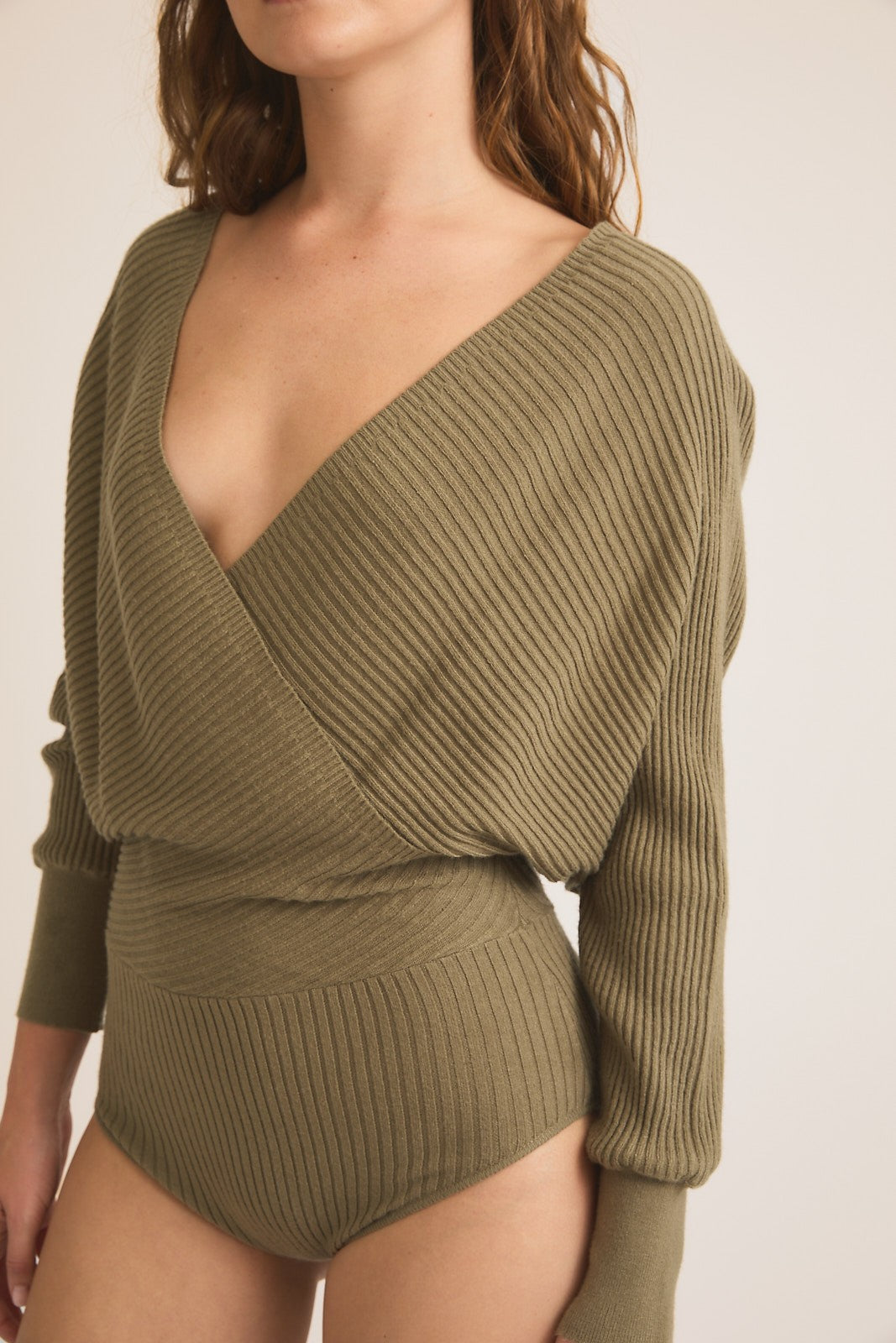 Criss-Cross Olive Bodysuit