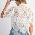 Load image into Gallery viewer, Scallop Hem White Lace Shirt
