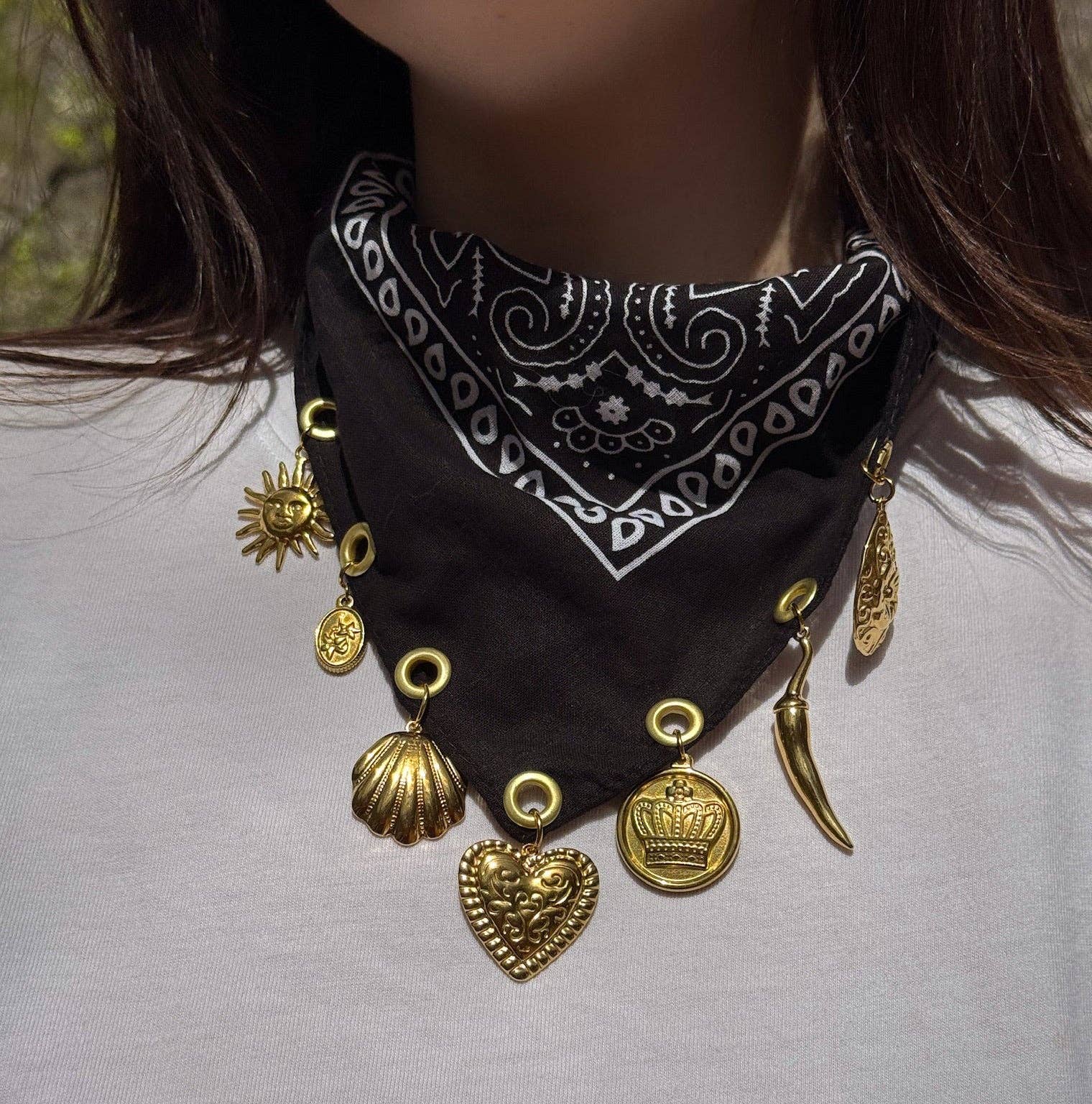 The Collector Black Bandana Necklace