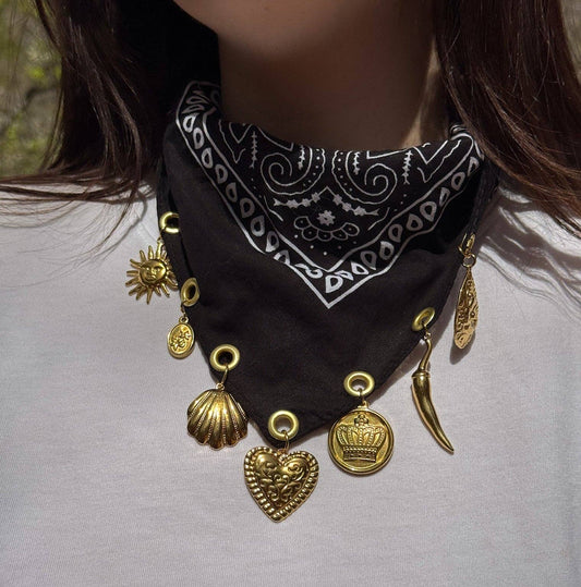 The Collector Black Bandana Necklace
