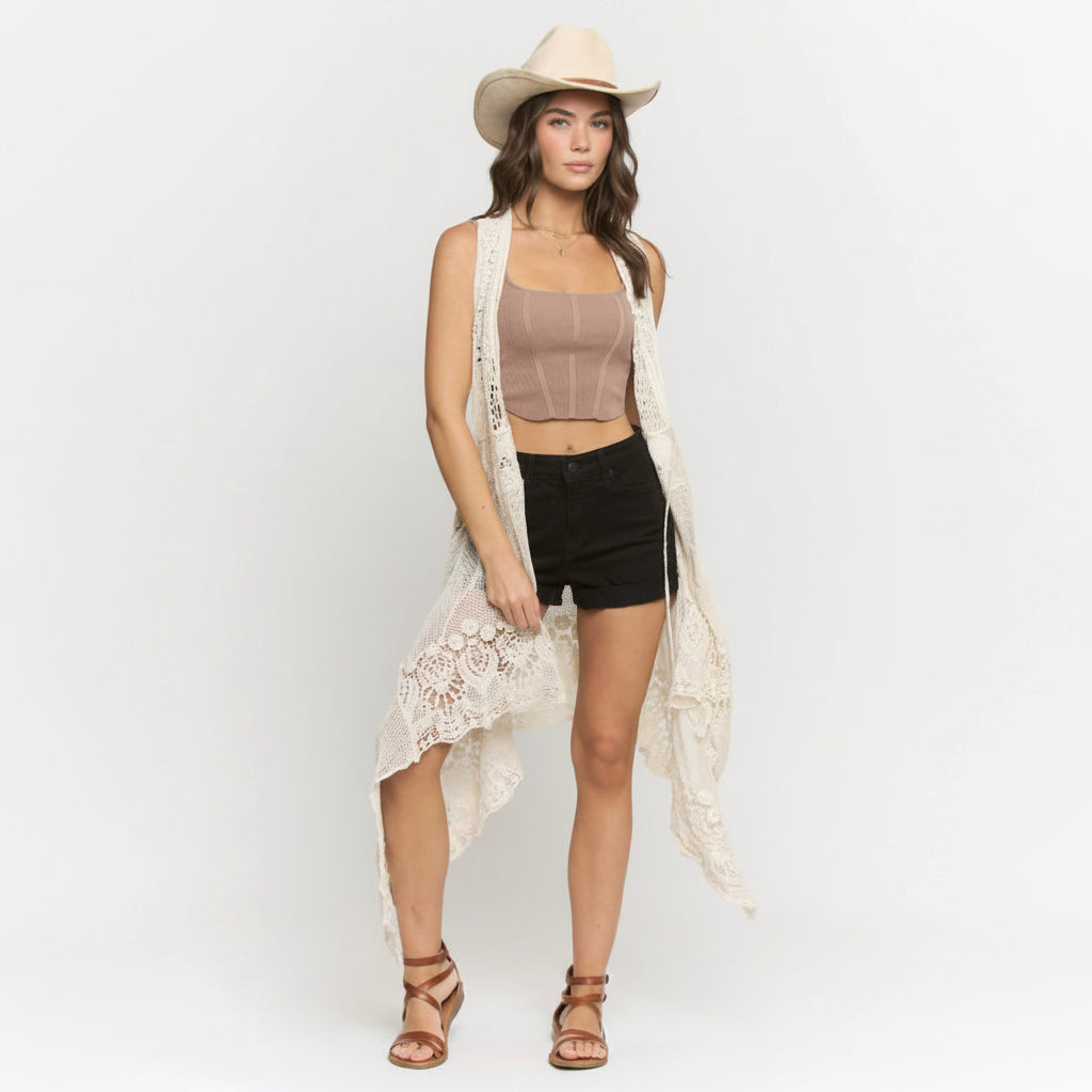 Longline Crochet Vest