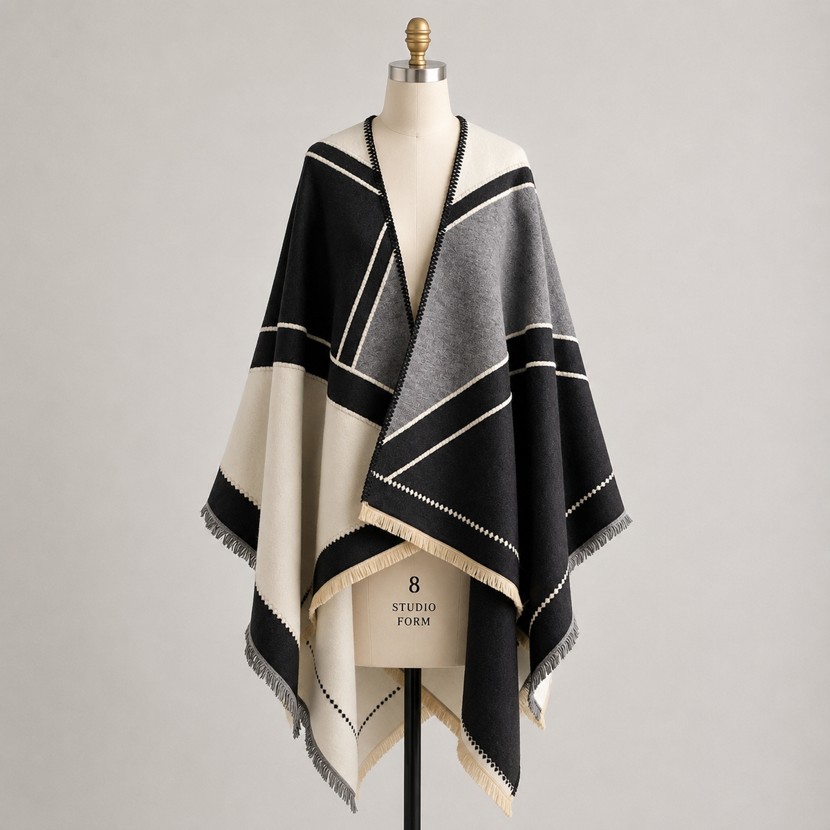 Black & Ivory Cashmere Wrap