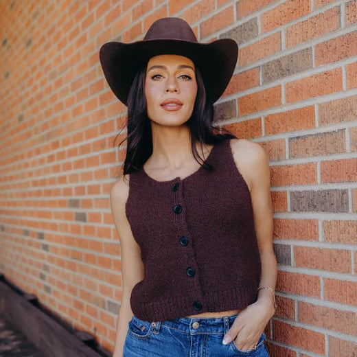 Button Up Sweater Vest in Teddy
