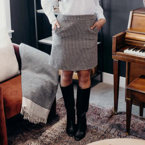 Olive Houndstooth Mini Skirt