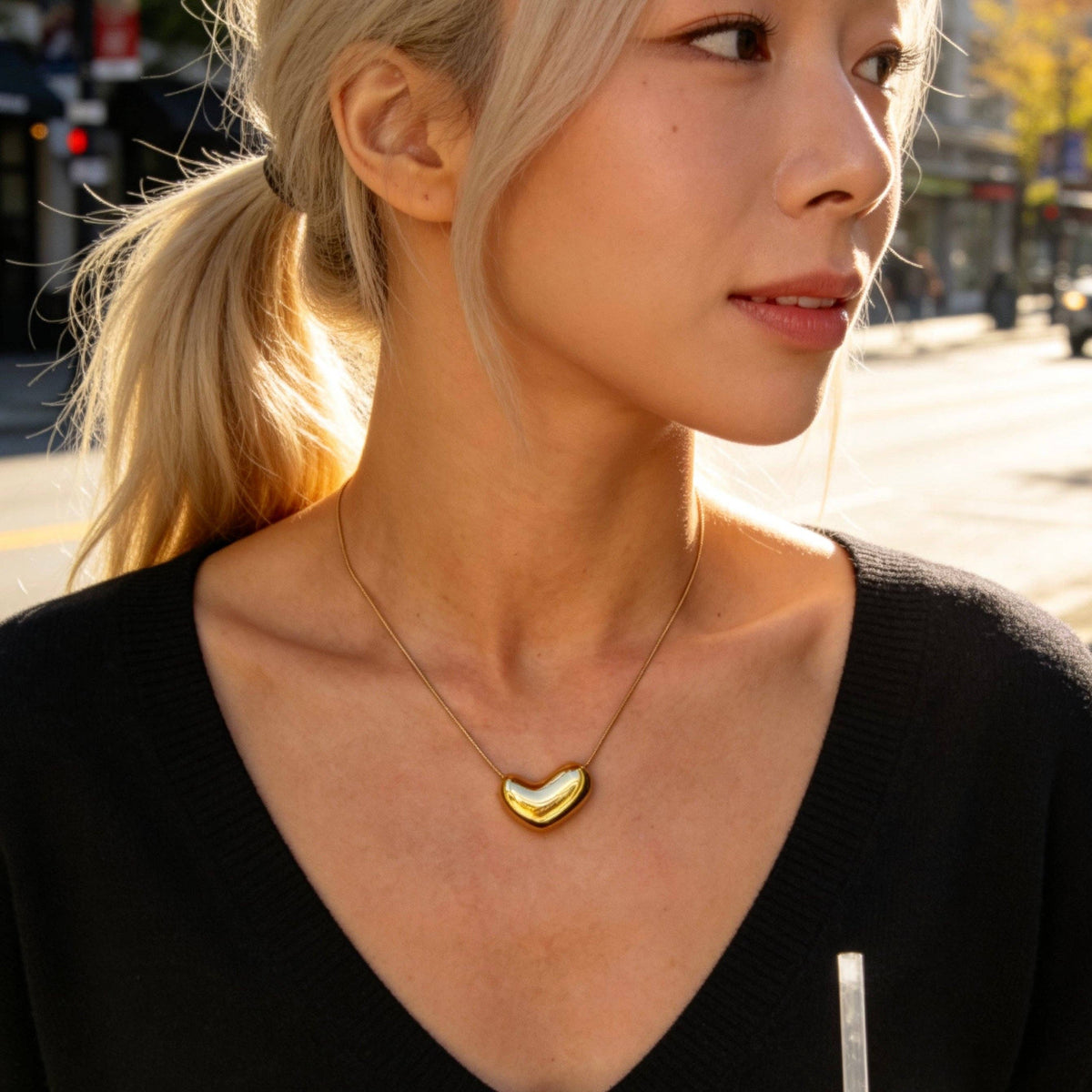 Gold Bean Pendant Necklace