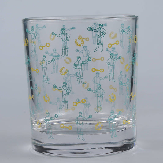 Mint Jockeys and Horseshoes Rocks Glass