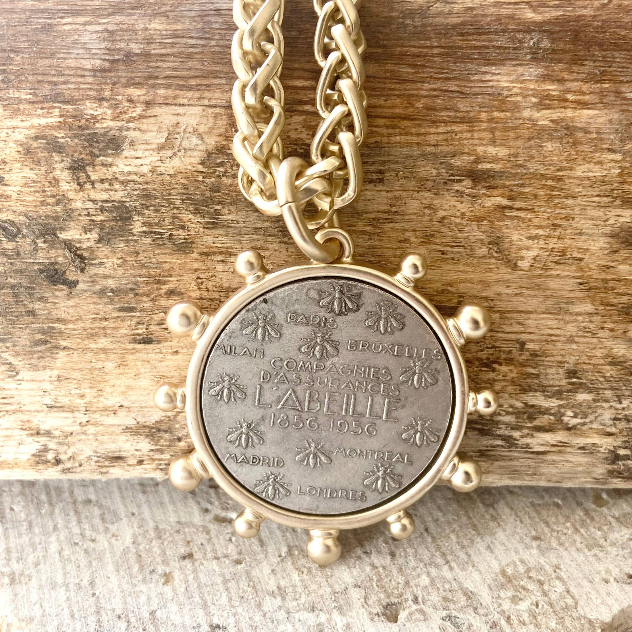 Matte gold Horse Coin Necklace