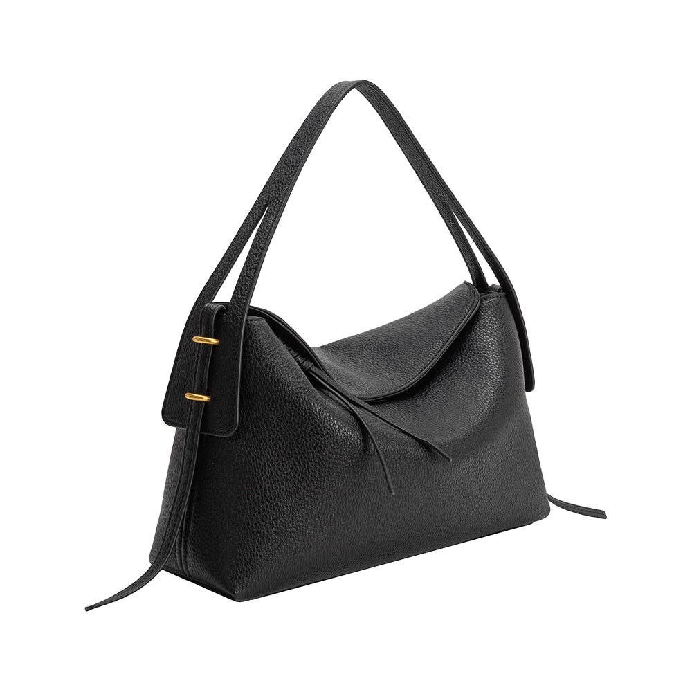 Emory Black Recycled Vegan Leather Top Handle Bag