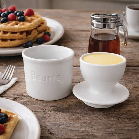 Fox Run French Butter Dish, White Ceramic