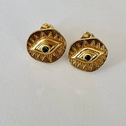 Tiny Green Eyes Post Earrings