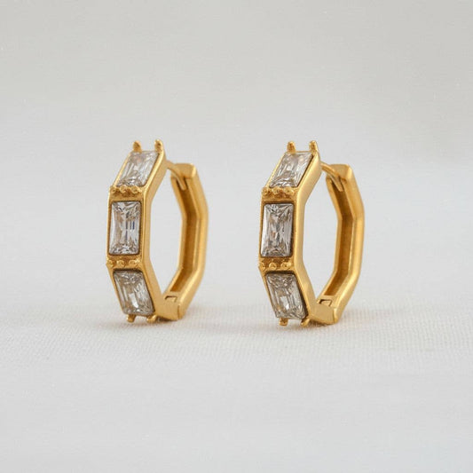 Zirconia Bamboo Hoop Earrings