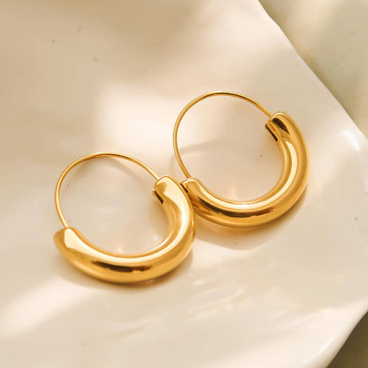Mackenzie 18K Non-Tarnish U-Shape Hoop Earring
