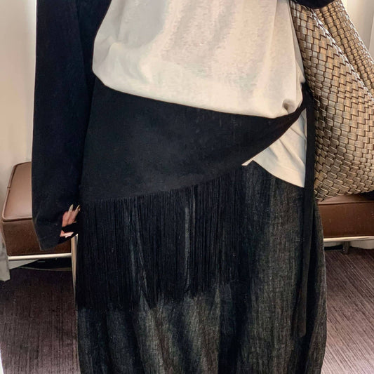 Black Fringe Hip Scarf